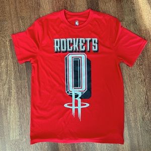 Russell Westbrook Houston Rockets NBA T-Shirt #0 Mens Medium Red Short Sleeve